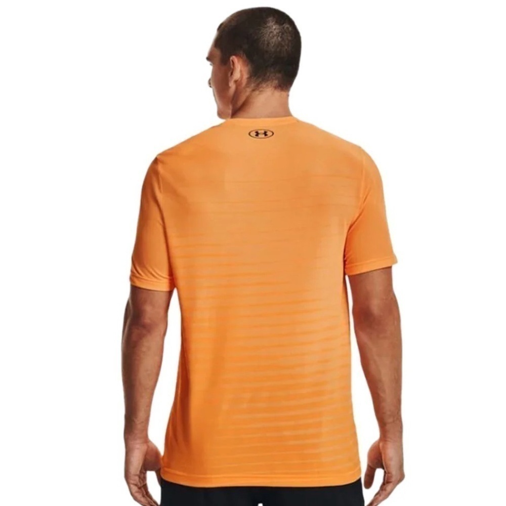 Under Armour Men's Seamless Fade Short Sleeve T-Shirt in Orange/Black Size XL - Picture 2 of 8